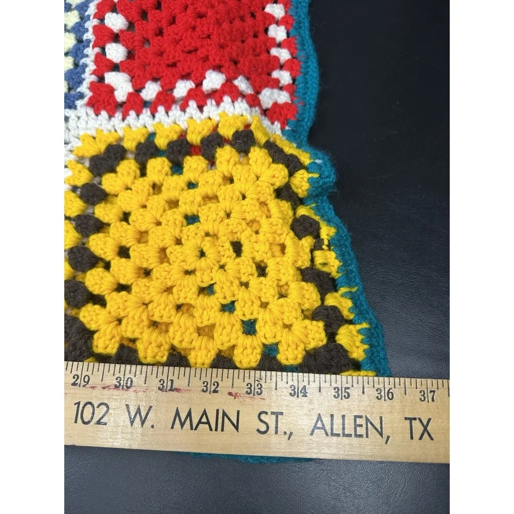 Granny Square Afghan Blanket Crochet 36x45 Hand Made Multicolor Throw